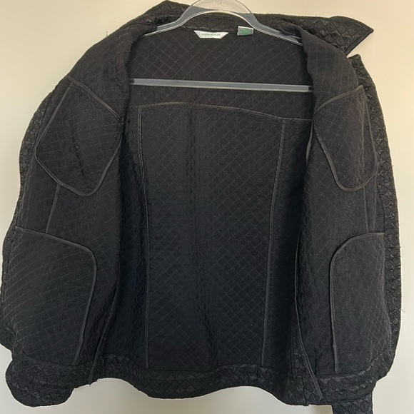 Laura Ashley Black and Gold Diamond‎ Quilt Style Jacket Size Large - Picture 4 of 6